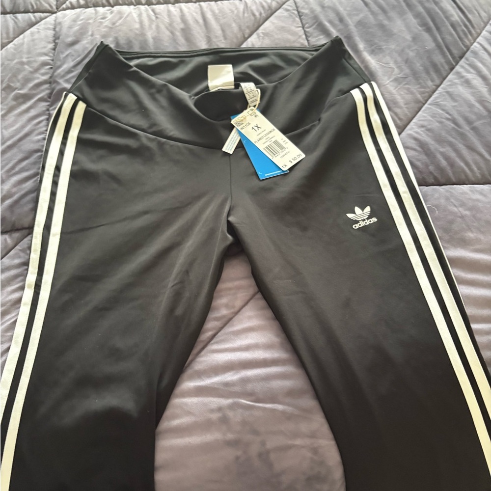 Adidas Women's Black Pants with White Stripes